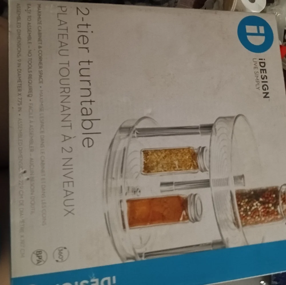 iDesign Linus Pantry Organizer 2-Tier Cabinet Turntable (Clear) NEW IN BOX